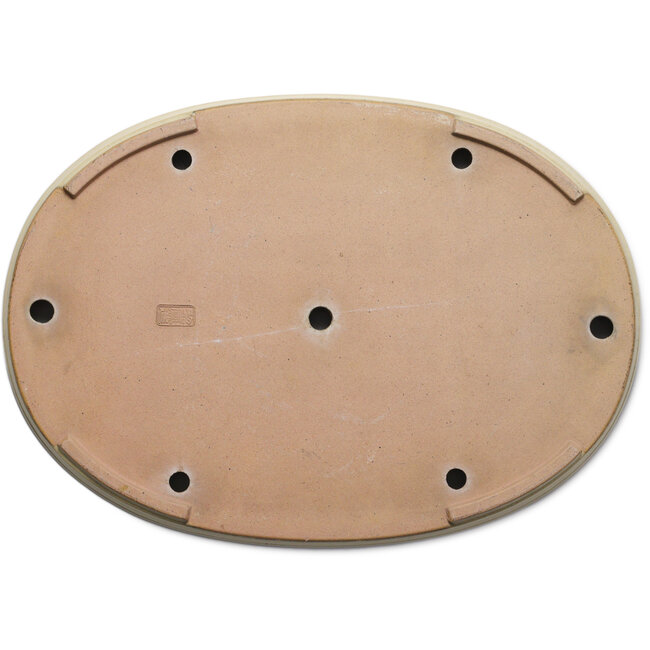 Maceta ovalada para bonsái beige de Seizan (Reihou, Kataoka Katsushi, maestro del horno Seizan) - 520 x 370 x 48 mm