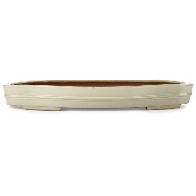 Oval beige bonsai pot by Kakuzan - 545 x 400 x 68 mm