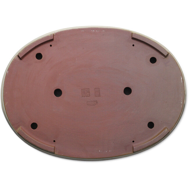 Oval beige bonsai pot by Kakuzan - 540 x 395 x 63 mm