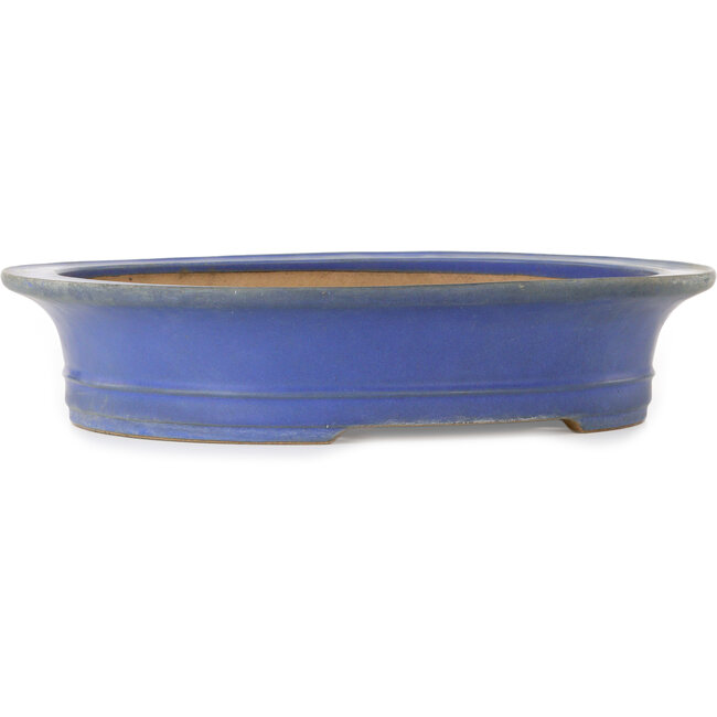 Oval blue bonsai pot by Seizan (Reihou, Kataoka Katsushi, master Seizan kiln) - 432 x 368 x 95 mm