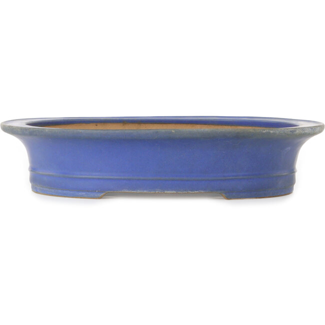 Ovale blauwe bonsaipot van Seizan (Reihou, Kataoka Katsushi, meester Seizan oven) - 432 x 368 x 95 mm