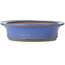Ovale blauwe bonsaipot van Seizan (Reihou, Kataoka Katsushi, meester Seizan oven) - 432 x 376 x 95 mm