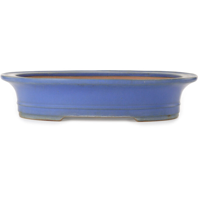 Pot à bonsaï ovale bleu par Seizan (Reihou, Kataoka Katsushi, maître four Seizan) - 432 x 376 x 95 mm
