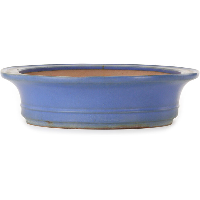 Pot à bonsaï ovale bleu par Seizan (Reihou, Kataoka Katsushi, maître four Seizan) - 432 x 376 x 95 mm