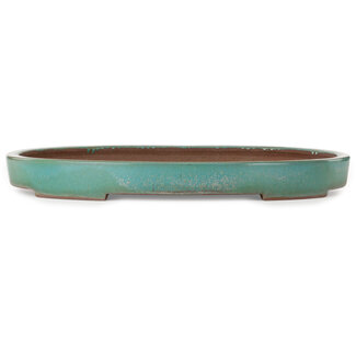  Kakuzan 563 mm oval green bonsai pot by Kakuzan, Tokoname, Japan