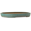 Oval green bonsai pot by Seizan (Reihou, Kataoka Katsushi, master Seizan kiln) - 565 x 420 x 65 mm