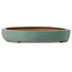 Oval green bonsai pot by Seizan (Reihou, Kataoka Katsushi, master Seizan kiln) - 565 x 420 x 65 mm