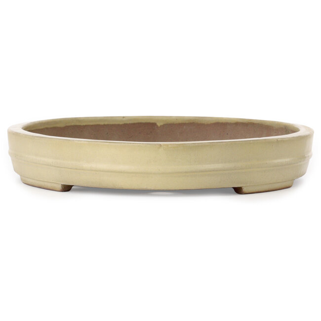 Pot à bonsaï ovale beige de Kakuzan - 472 x 342 x 55 mm