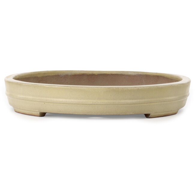 Pot à bonsaï ovale beige de Kakuzan - 472 x 342 x 55 mm