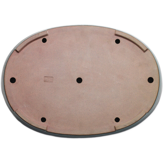 Pot à bonsaï ovale vert par Seizan (Reihou, Kataoka Katsushi, maître four Seizan) - 525 x 370 x 63 mm