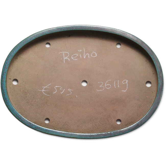 Ovaler grüner Bonsaitopf von Seizan (Reihou, Kataoka Katsushi, Meister Seizan-Ofen) – 525 x 370 x 63 mm