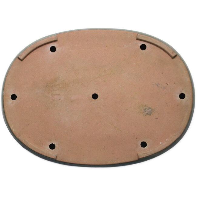 Ovale groene bonsaipot van Seizan (Reihou, Kataoka Katsushi, meester Seizan oven) - 565 x 420 x 65 mm