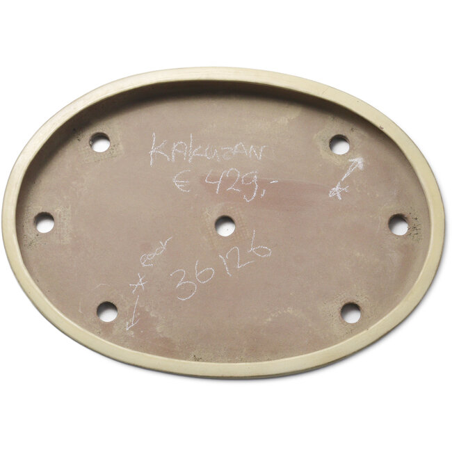 Oval beige bonsai pot by Kakuzan - 472 x 342 x 55 mm