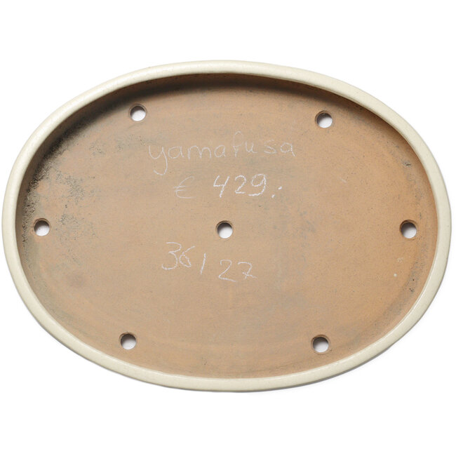 Ovale beige bonsaipot van Yamafusa - 472 x 342 x 55 mm