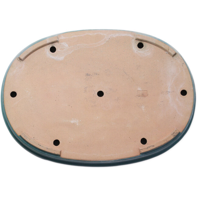 Pot à bonsaï ovale vert par Seizan (Reihou, Kataoka Katsushi, maître four Seizan) - 580 x 410 x 65 mm