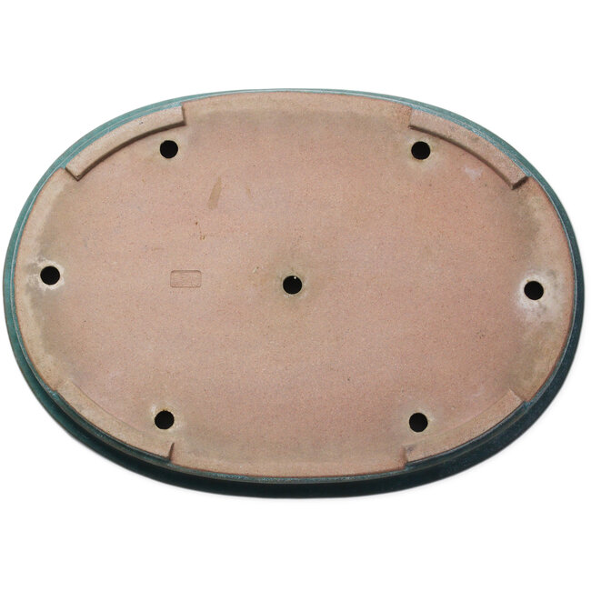 Ovale groene bonsaipot van Seizan (Reihou, Kataoka Katsushi, meester Seizan oven) - 580 x 410 x 65 mm