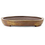 Oval light brown bonsai pot by Seizan (Reihou, Kataoka Katsushi, master Seizan kiln) - 600 x 385 x 55 mm