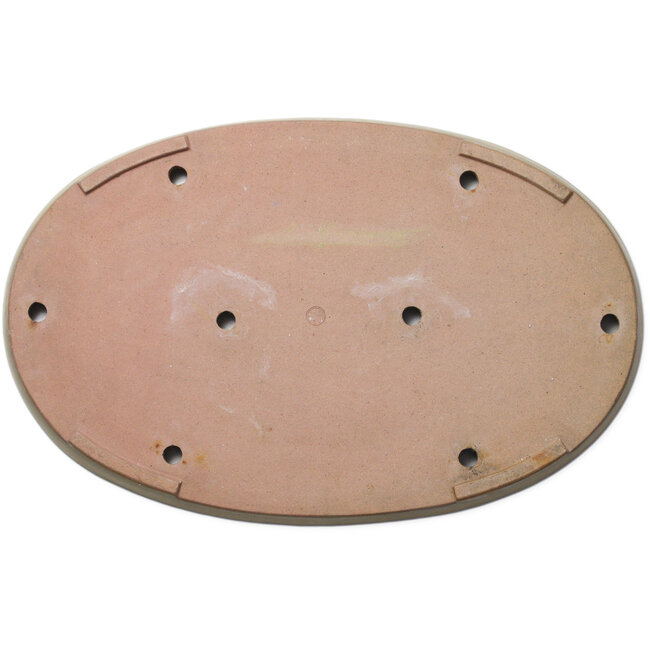 Oval beige bonsai pot by Seizan (Reihou, Kataoka Katsushi, master Seizan kiln) - 552 x 350 x 40 mm