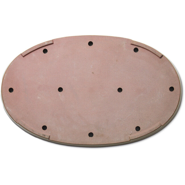 Oval beige bonsai pot by Seizan (Reihou, Kataoka Katsushi, master Seizan kiln) - 700 x 440 x 45 mm