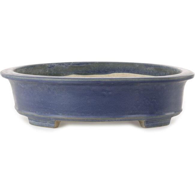 Vaso bonsai ovale blu di Terahata Satomi Mazan - 535 x 473 x 110 mm