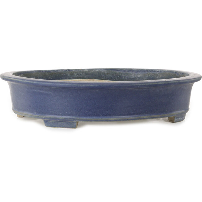 Vaso bonsai ovale blu di Terahata Satomi Mazan - 535 x 473 x 110 mm