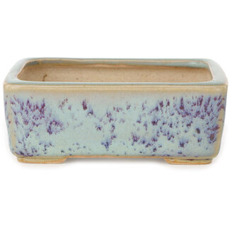 Eime Yozan Pot à bonsaï rectangulaire bleu et violet de 113 mm, par Eime Yozan, Tokoname, Japon