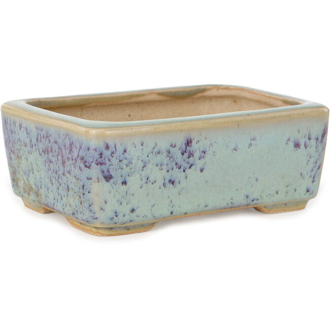 Pot à bonsaï rectangulaire bleu et violet par Eime Yozan - 113 x 83 x 42 mm