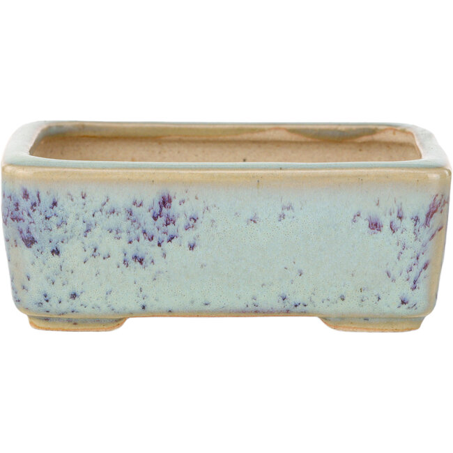Rectangular blue and purple bonsai pot by Eime Yozan - 113 x 83 x 42 mm