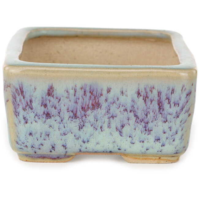 Rechthoekige blauw-paarse bonsaipot van Eime Yozan - 113 x 83 x 42 mm
