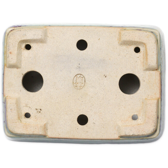 Rectangular blue and purple bonsai pot by Eime Yozan - 113 x 83 x 42 mm