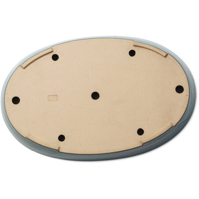 Ovale groene bonsaipot van Seizan (Reihou, Kataoka Katsushi, meester Seizan oven) - 465 x 300 x 55 mm