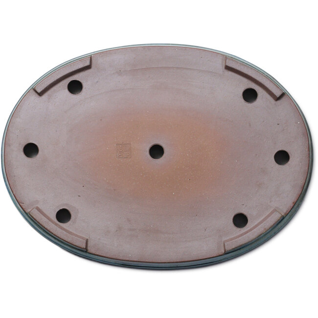 Ovale groene bonsaipot van Kakuzan - 460 x 335 x 58 mm