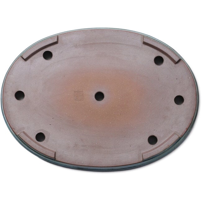 Pot ovale vert pour bonsaï de Kakuzan - 460 x 335 x 58 mm