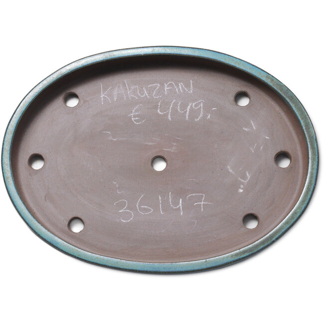 Maceta ovalada verde para bonsái de Kakuzan - 460 x 335 x 58 mm