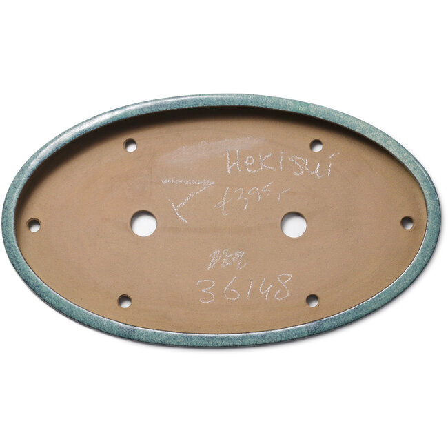 Oval green bonsai pot by Hekisui - 530 x 310 x 45 mm