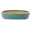 Oval green bonsai pot by Seizan (Reihou, Kataoka Katsushi, master Seizan kiln) - 465 x 300 x 55 mm