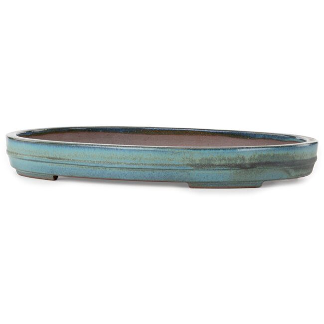 Oval green bonsai pot by Kakuzan - 460 x 335 x 58 mm