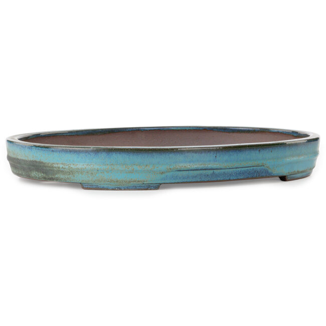 Oval green bonsai pot by Kakuzan - 460 x 335 x 58 mm