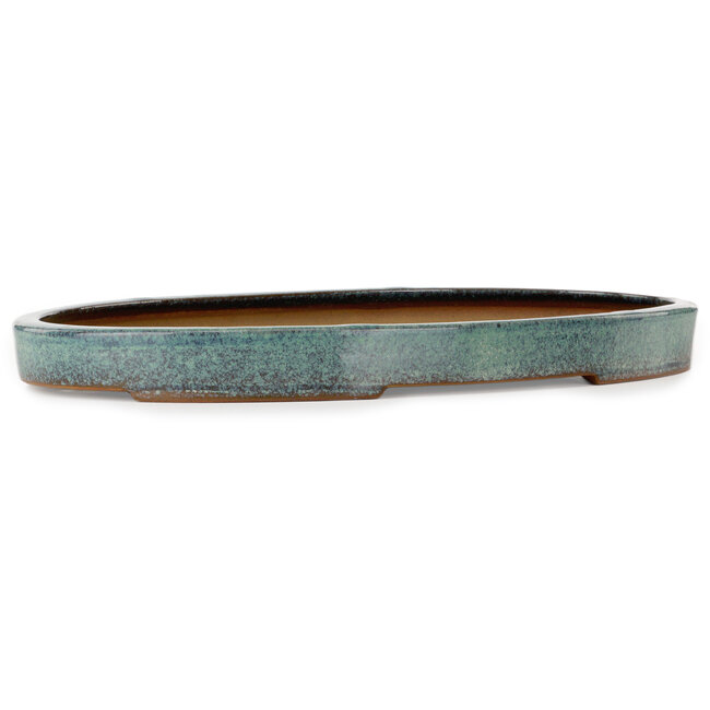 Oval green bonsai pot by Hekisui - 530 x 310 x 45 mm