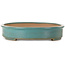 Oval green bonsai pot by Seizan (Reihou, Kataoka Katsushi, master Seizan kiln) - 500 x 388 x 75 mm