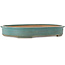 Oval green bonsai pot by Seizan (Reihou, Kataoka Katsushi, master Seizan kiln) - 500 x 388 x 75 mm