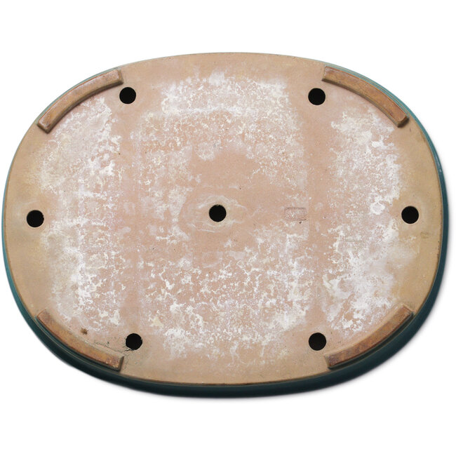 Ovale groene bonsaipot van Seizan (Reihou, Kataoka Katsushi, meester Seizan oven) - 500 x 388 x 75 mm