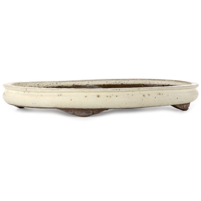 Oval beige bonsai pot by Shuhou - 470 x 350 x 60 mm
