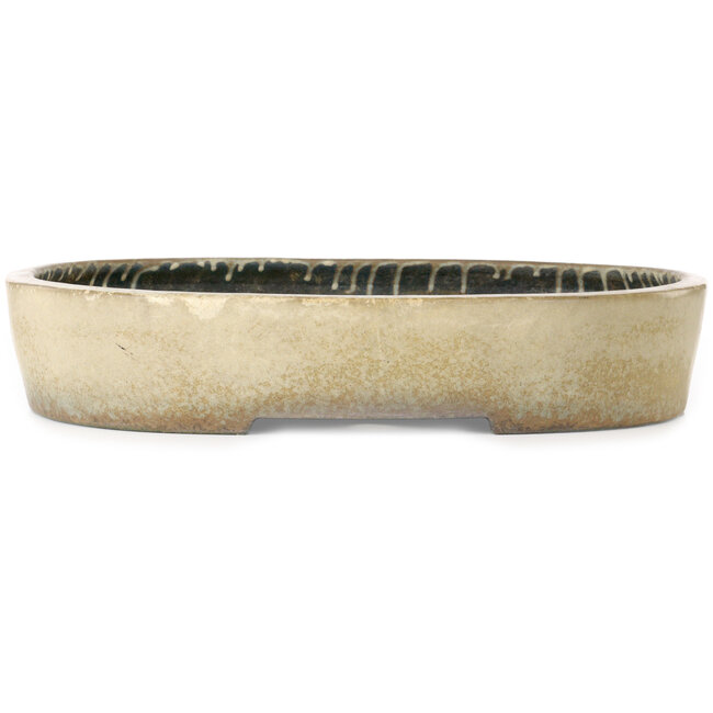 Pot à bonsaï ovale beige de Koyou - 465 x 355 x 95 mm