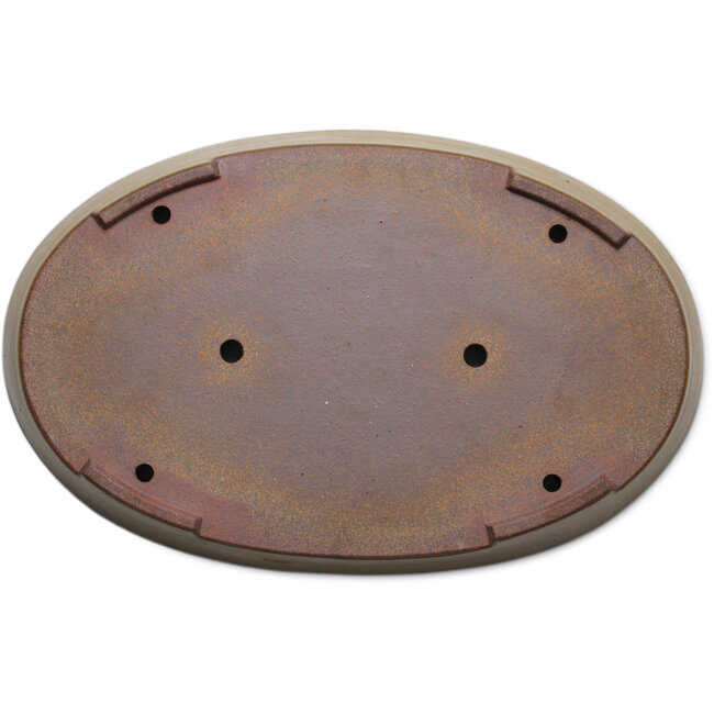 Ovale beige bonsaipot van Seizan (Reihou, Kataoka Katsushi, meester Seizan oven) - 490 x 315 x 48 mm