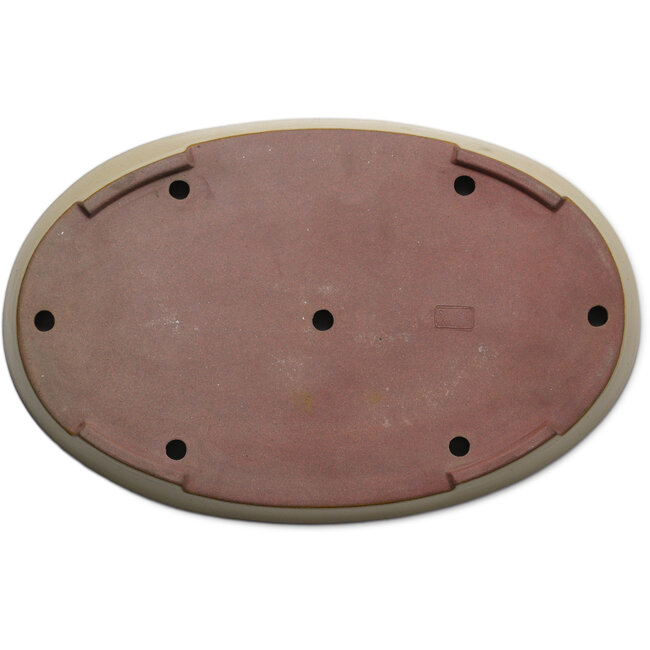 Ovale beige bonsaipot van Seizan (Reihou, Kataoka Katsushi, meester Seizan oven) - 485 x 310 x 48 mm