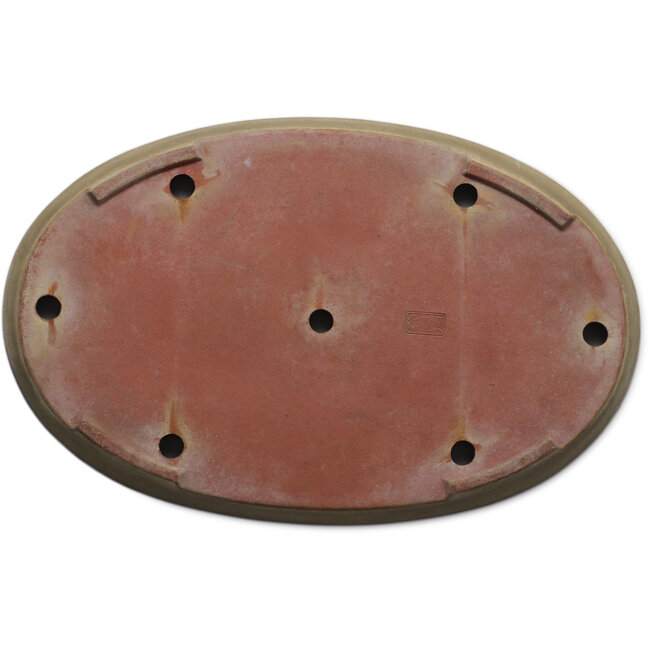 Maceta ovalada para bonsái beige de Seizan (Reihou, Kataoka Katsushi, maestro del horno Seizan) - 470 x 310 x 50 mm