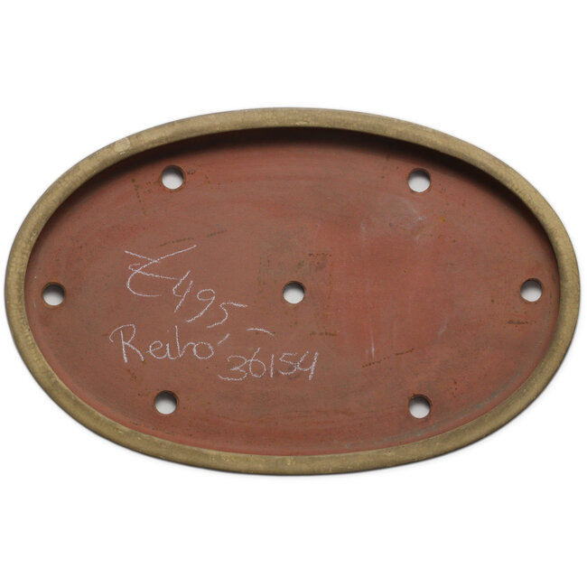 Oval beige bonsai pot by Seizan (Reihou, Kataoka Katsushi, master Seizan kiln) - 470 x 310 x 50 mm