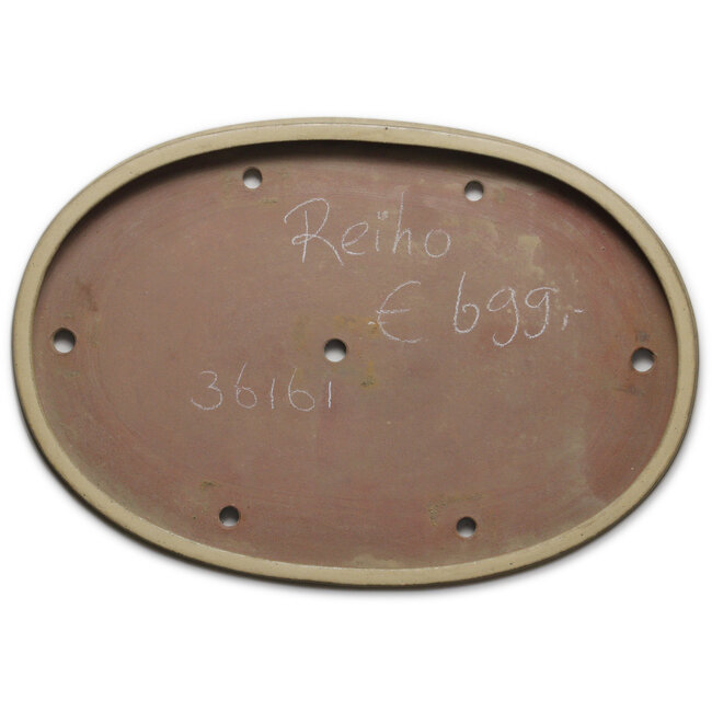 Ovale beige bonsaipot van Seizan (Reihou, Kataoka Katsushi, meester Seizan oven) - 550 x 375 x 50 mm