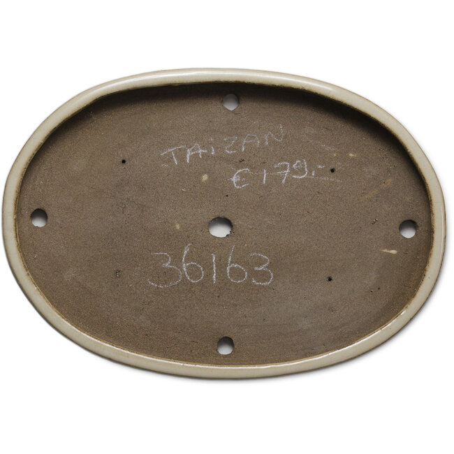 Pot à bonsaï ovale beige par Taizan - 470 x 330 x 50 mm